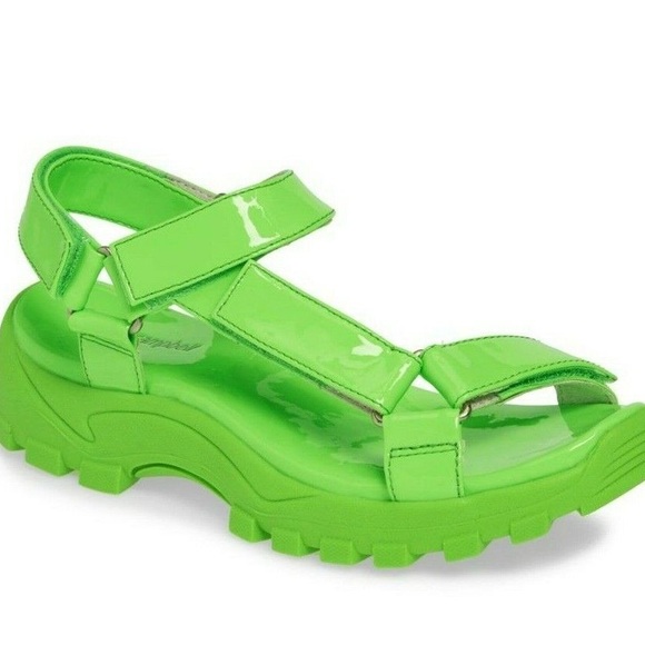 Jeffrey Campbell Green Sandals Leather Patio Sport Womens Size 7 NORDSTROM NWOT - Picture 1 of 4